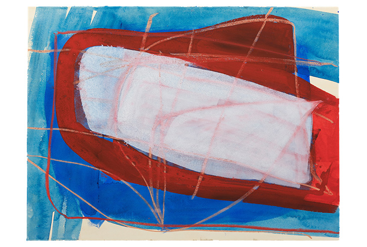 Balancing act   2014    watercolor/oil pastel on paper   26x40"