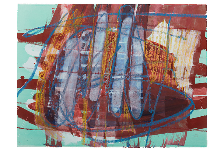 Vertical and horizontal    2014    watercolor/oil pastel on paper   24x40"