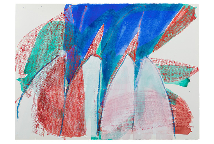 White and red working together 2014 watercolor/oil pastel on paper 26x40"